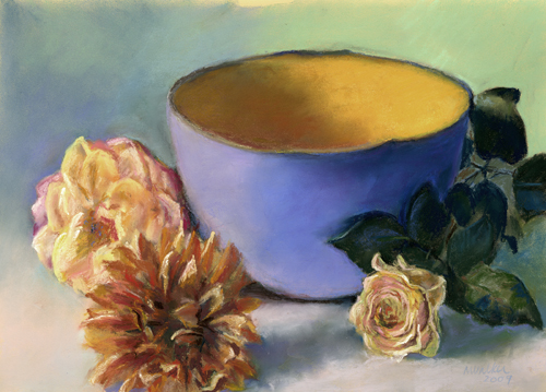Blue Bowl with Flowers - Pastel