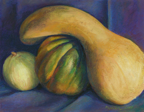 Butternut and Acorn Squash with Onion - Pastel Painting