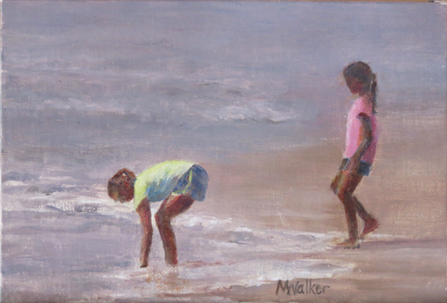 Girls in the Surf - Oil Painting