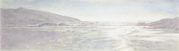 Low Sun at the Oregon Coast - Silverpoint with watercolor underpainting