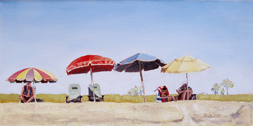 Four Umbrellas - Oil Painting